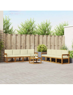 Set di divani da esterno con cuscino 9 pcs Naturale e Crema
