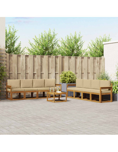 Set di divani da esterno con cuscino 9 pcs Naturale e Beige