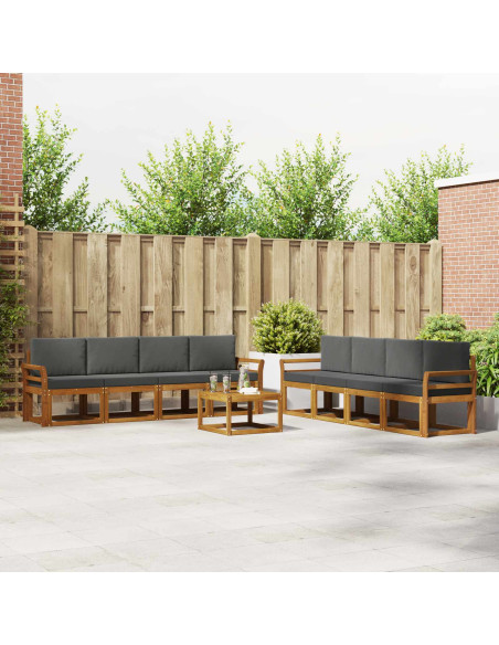 Set di divani da esterno con cuscino 9 pcs Naturale e Antracite