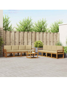 Set di divani da esterno con cuscino 9 pcs Naturale e Beige