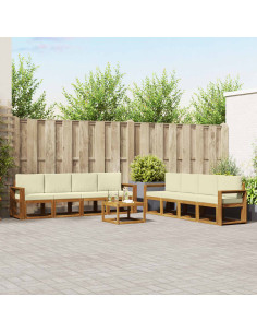 Set di divani da esterno con cuscino 9 pcs Naturale e Crema