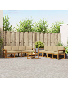 Set di divani da esterno con cuscino 9 pcs Naturale e Beige