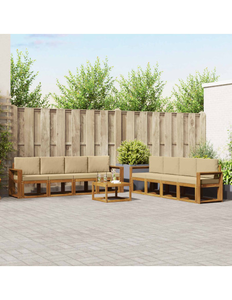 Set di divani da esterno con cuscino 9 pcs Naturale e Beige