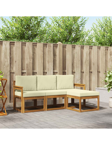 Set di divani da esterno con cuscino 4 pcs Naturale e Crema