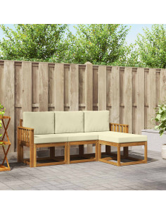 Set di divani da esterno con cuscino 4 pcs Naturale e Crema