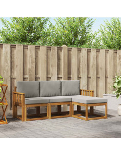Set di divani da esterno 4 pcs Grigio Naturale e Chiaro