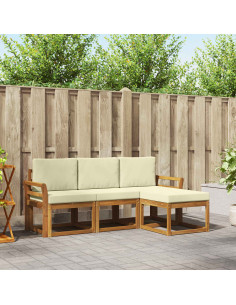 Set di divani da esterno con cuscino 4 pcs Naturale e Crema