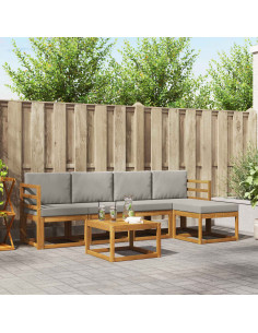 Set di divani da esterno 6 pcs Grigio Naturale e Chiaro