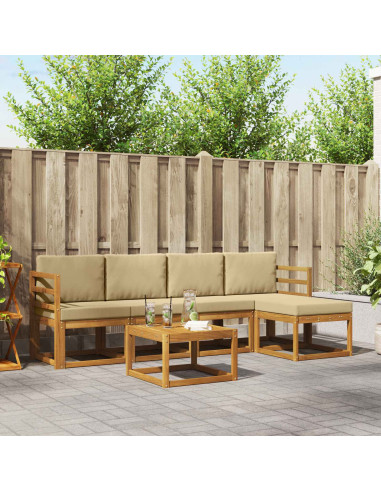 Set di divani da esterno con cuscino 6 pcs Naturale e Beige