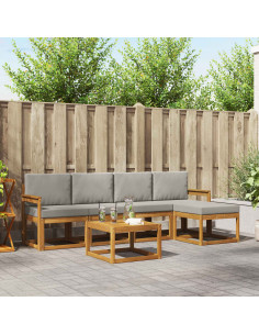 Set di divani da esterno 6 pcs Grigio Naturale e Chiaro