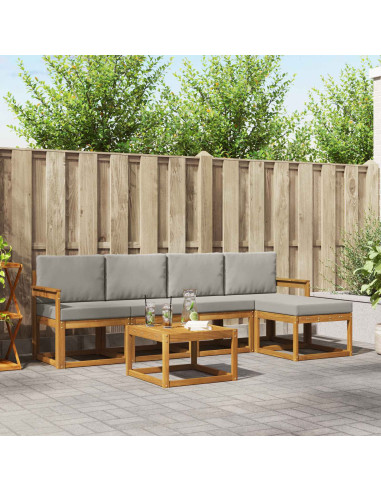 Set di divani da esterno 6 pcs Grigio Naturale e Chiaro