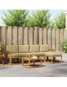 Set di divani da esterno con cuscino 6 pcs Naturale e Beige