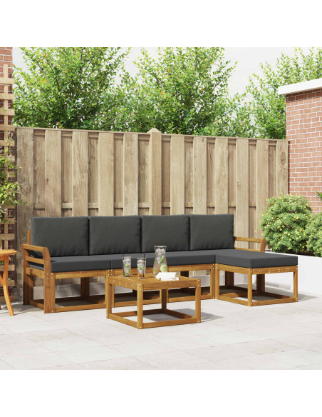 Set di divani da esterno con cuscino 6 pcs Naturale e Antracite