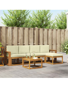 Set di divani da esterno con cuscino 6 pcs Naturale e Crema