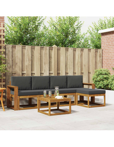 Set di divani da esterno con cuscino 6 pcs Naturale e Antracite