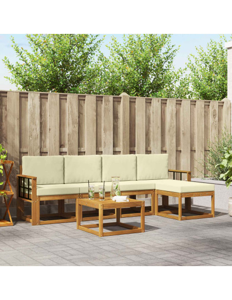 Set di divani da esterno con cuscino 6 pcs Naturale e Crema