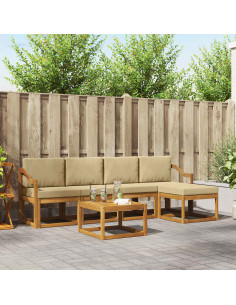 Set di divani da esterno con cuscino 6 pcs Naturale e Beige