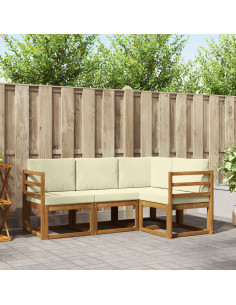 Set di divani da esterno con cuscino 4 pcs Naturale e Crema
