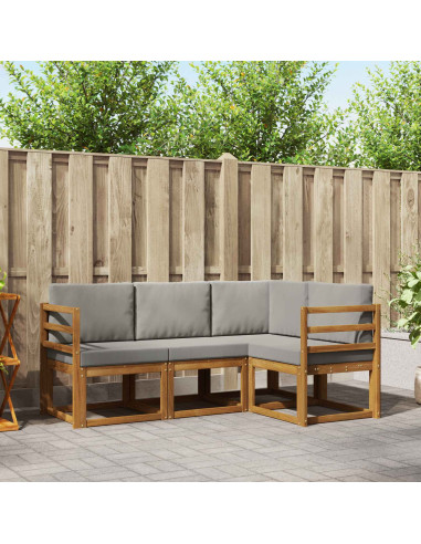 Set di divani da esterno 4 pcs Grigio Naturale e Chiaro