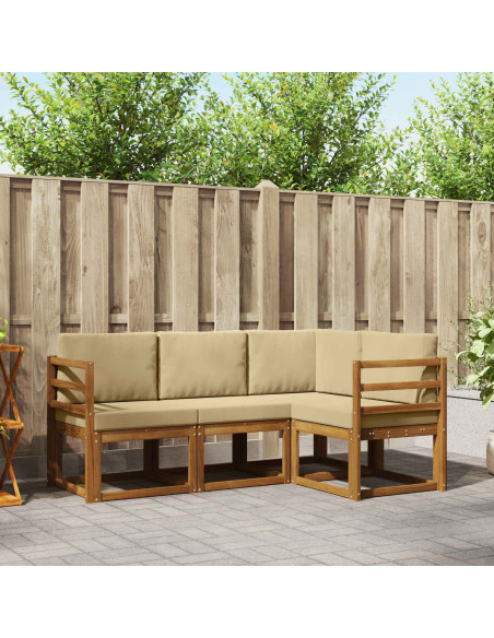 Set di divani da esterno con cuscino 4 pcs Naturale e Beige