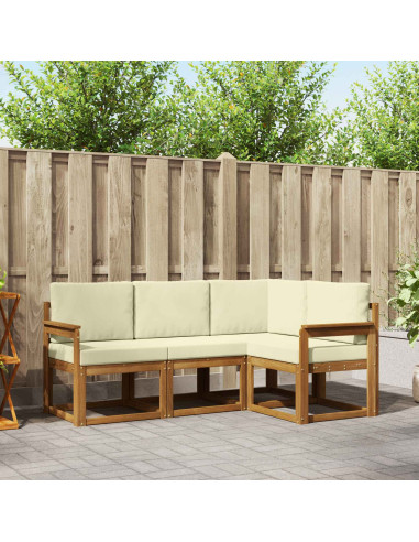 Set di divani da esterno con cuscino 4 pcs Naturale e Crema