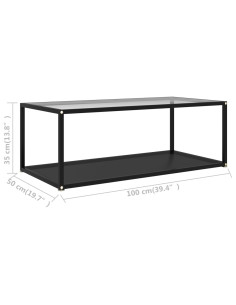 Tavolino Salotto Trasparente e Nero 100x50x35cm Vetro Temperato