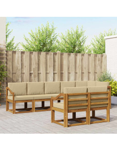 Set di divani da esterno con cuscino 8 pcs Naturale e Beige