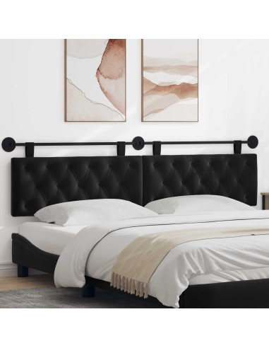 Testata appesa Montaggio a parete Nero 210 x 55 x 7 cm Velluto