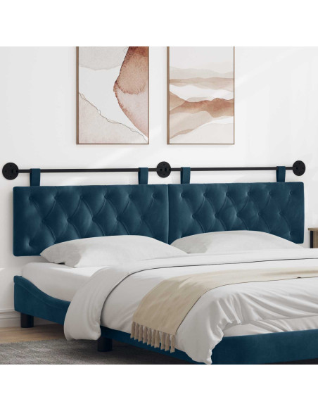 Testata appesa Montaggio a parete Blu 210 x 55 x 7 cm Velluto
