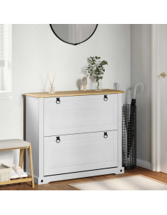 Mobile per scarpe Corona Bianco 99 x 32 x 85 cm Pino massello