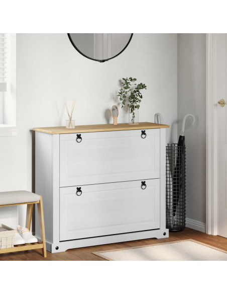 Mobile per scarpe Corona Bianco 99 x 32 x 85 cm Pino massello