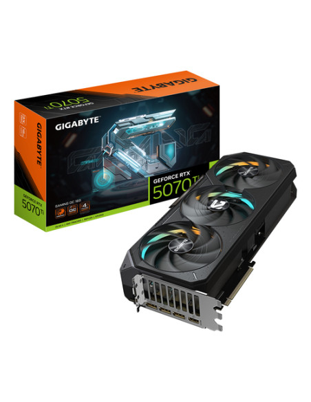 GIGABYTE GeForce RTX 5070 Ti GAMING OC 16G Scheda Grafica - 16GB GDDR7, 256 bit, PCI-E 5.0, 2588 MHz Core Clock, 3 x DP 2.1a, 1 