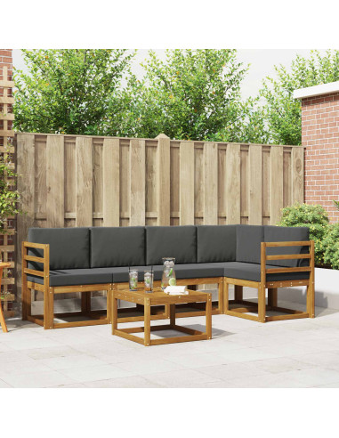 Set di divani da esterno con cuscino 6 pcs Naturale e Antracite