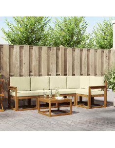 Set di divani con cuscino 6 pcs Naturale e Crema