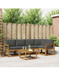 Set di divani da esterno con cuscino 6 pcs Naturale e Antracite