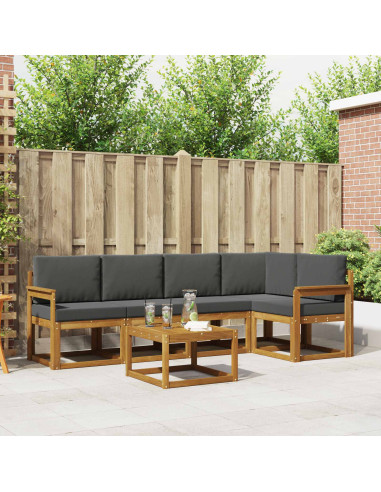 Set di divani da esterno con cuscino 6 pcs Naturale e Antracite