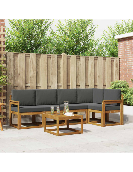 Set di divani da esterno con cuscino 6 pcs Naturale e Antracite