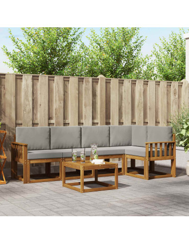 Set di divani da esterno 6 pcs Grigio Naturale e Chiaro