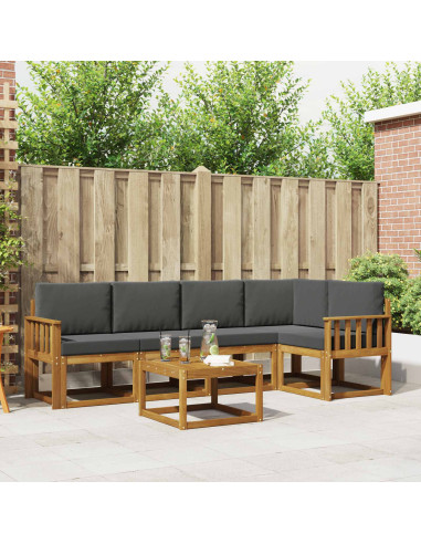 Set di divani da esterno con cuscino 6 pcs Naturale e Antracite