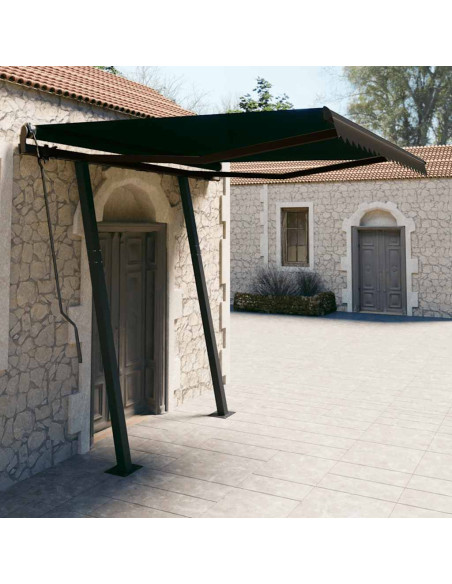 Tenda da Sole Retrattile Manuale con Pali 3,5x2,5 m Antracite