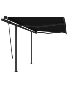 Tenda da Sole Retrattile Manuale con Pali 3,5x2,5 m Antracite 2