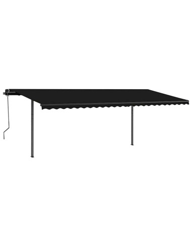 Tenda da Sole Retrattile Manuale con Pali 3,5x2,5 m Antracite