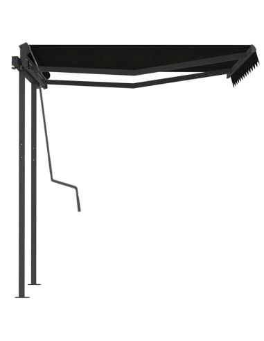 Tenda da Sole Retrattile Manuale con Pali 3,5x2,5 m Antracite