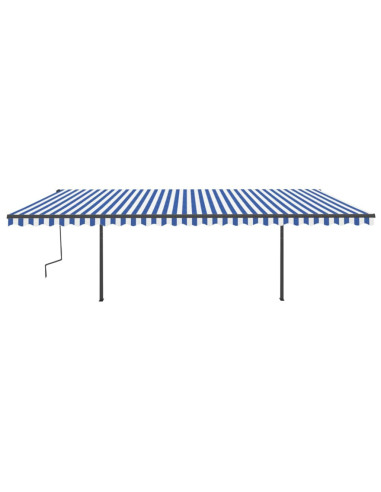 Tenda da Sole Retrattile Automatica con Pali 6x3 m Blu e Bianca