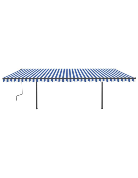 Tenda da Sole Retrattile Automatica con Pali 6x3 m Blu e Bianca