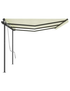 Tenda da Sole Retrattile Automatica con Pali 6x3 m Crema