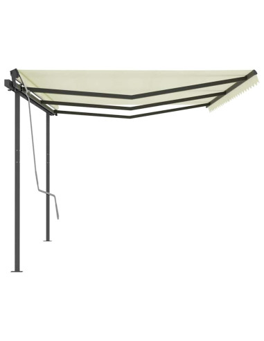 Tenda da Sole Retrattile Automatica con Pali 6x3 m Crema