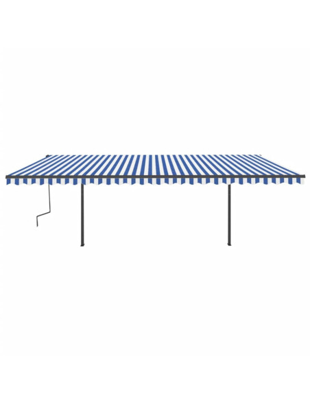 Tenda da Sole Retrattile Automatica con Pali 6x3,5 m Blu Bianca