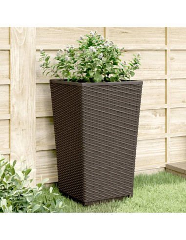 Fioriere da Giardino 2 pz Marrone 32,5x32,5x57 cm in PP