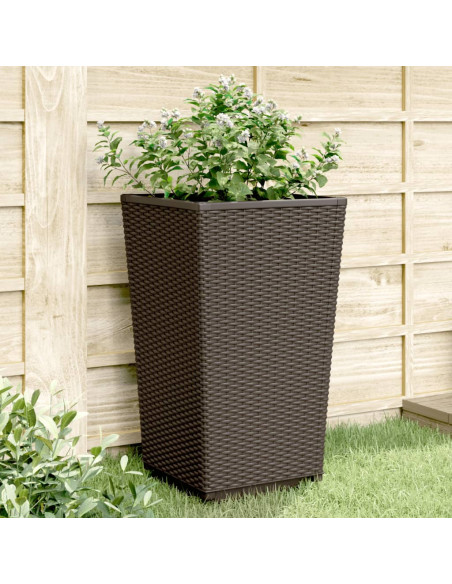 Fioriere da Giardino 2 pz Marrone 32,5x32,5x57 cm in PP